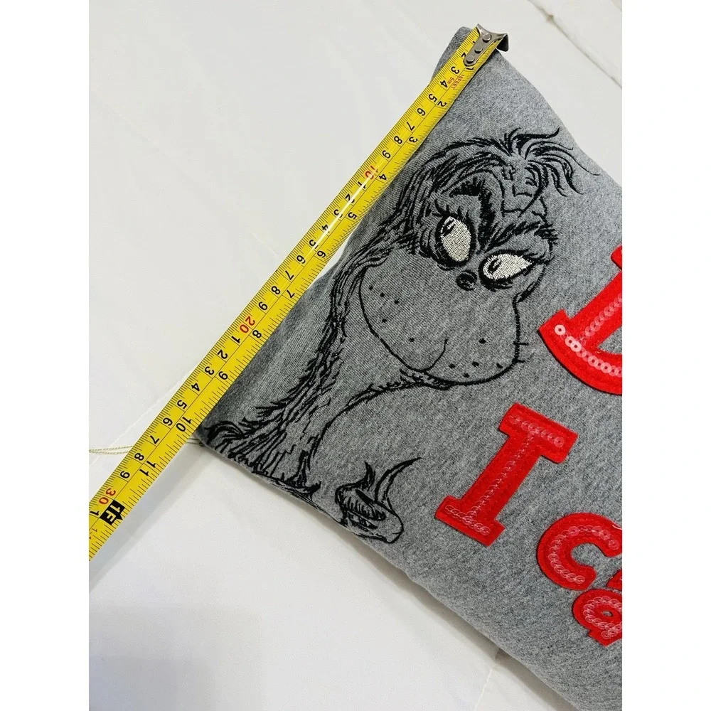 Pottery Barn Dr. Seuss The Grinch Dear Santa Christmas Holiday Pillow Sz 12x24in